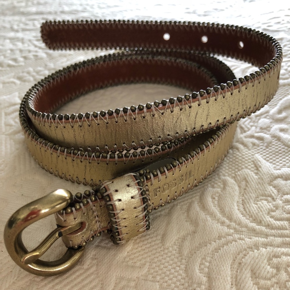 🥀FOSSIL GOLD LEATHER BELT🥀NEW🥀